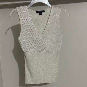 August silk Ivory Shimmer Pleated Wrap Tank